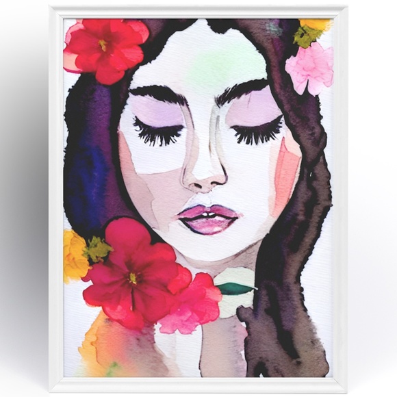 Watercolor Abstract Floral Woman Wall Art Print Poster Unframed - Picture 3 of 10
